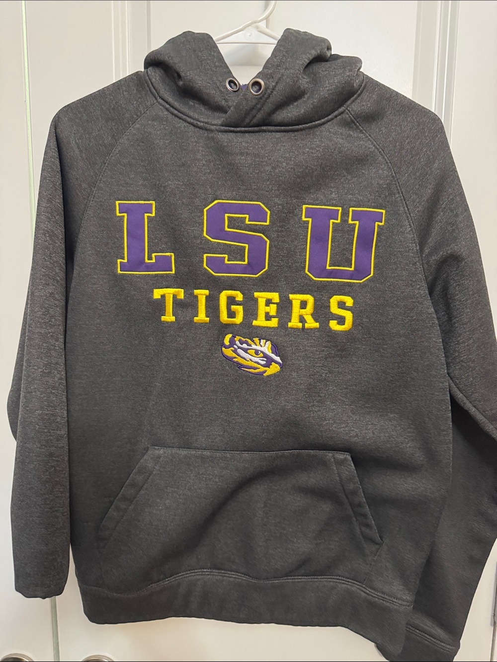 Stadium Athletics Gray LSU Tigers Crewneck Hoodie with Purple & Yellow Logo